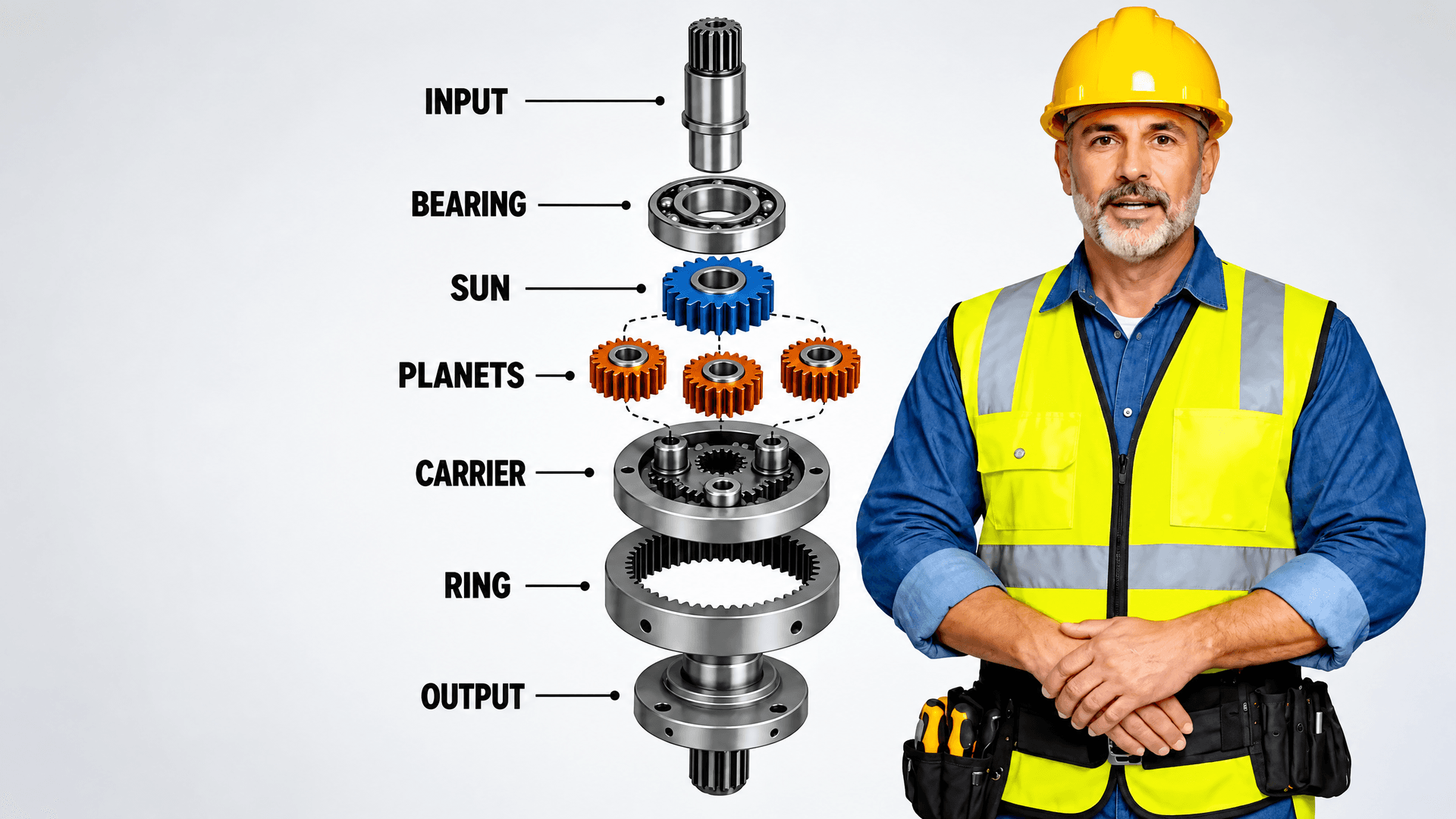 Planetary Gearset: Disassembled Component Breakdown