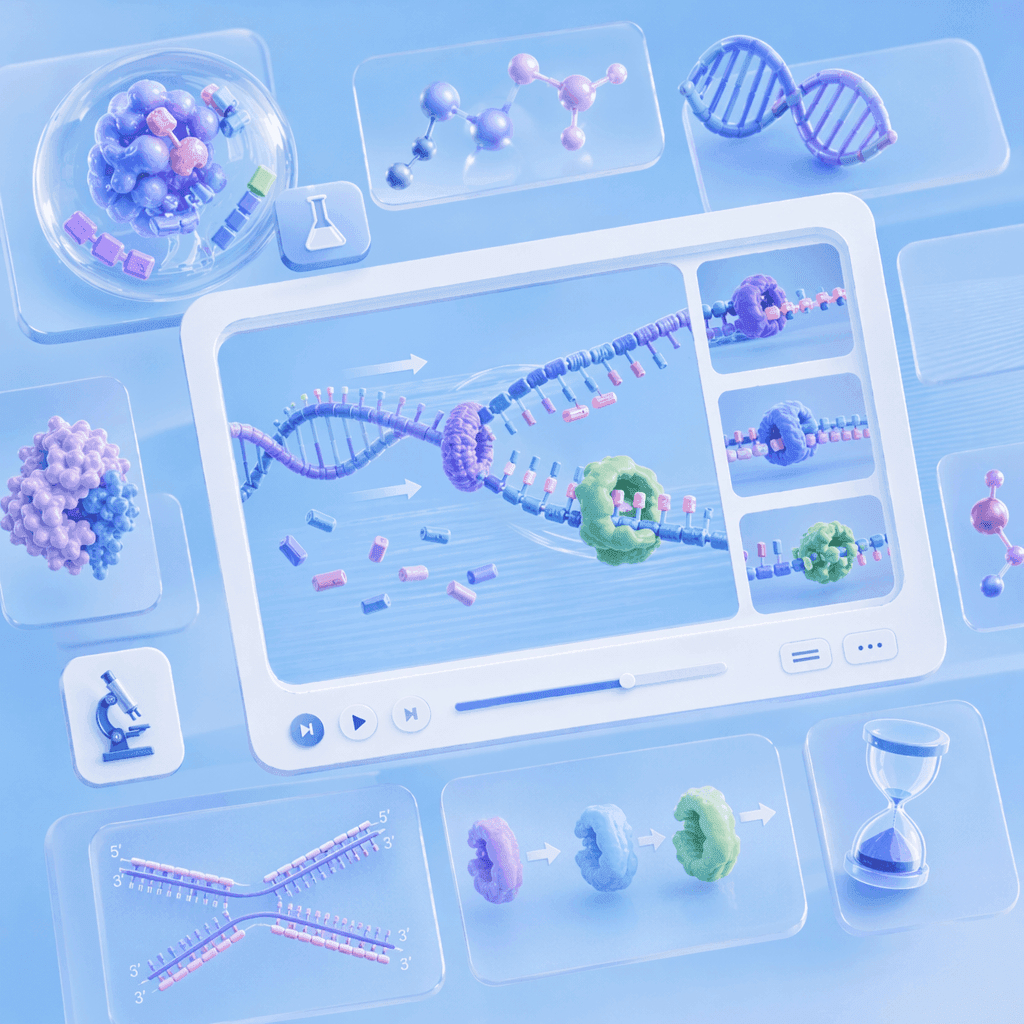 AI Motion für Replikationsgabeln, Enzyme und molekulare Prozesse